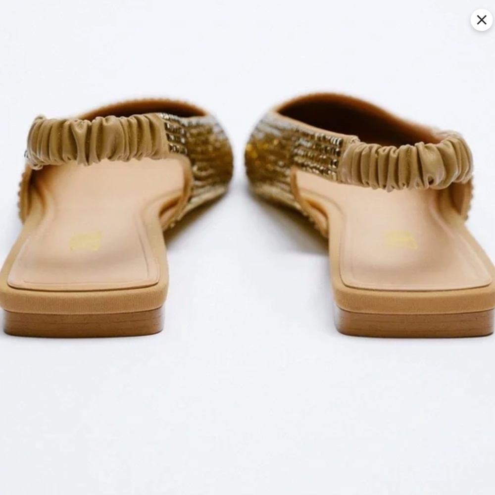 Zara Gold Woven Slingback Flats - Picture 6 of 6